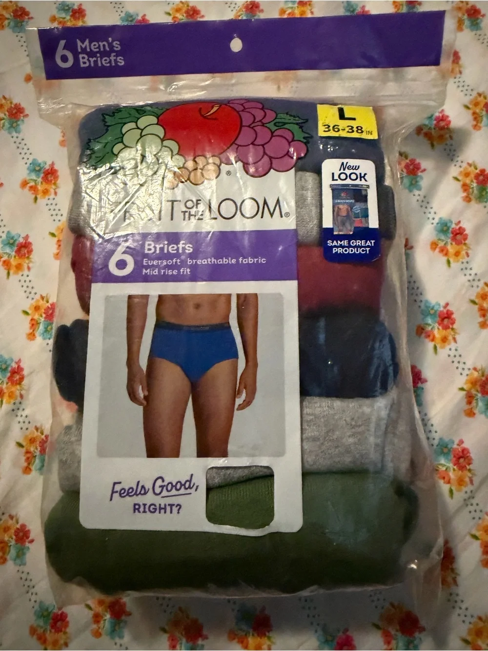 💜Fruit of the Loom Men's Cotton Briefs, Moisture-Wicking Mid-Rise large(36-38)